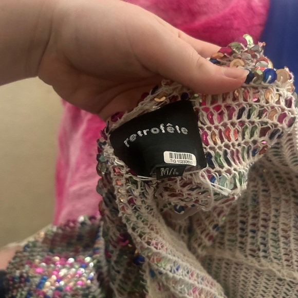 Retrofete Multicolor Crochet Party Sequin Dress - Picture 4 of 6